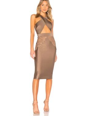 Michael Costello x REVOLVE Philip Midi in Taupe Sz XS NWT